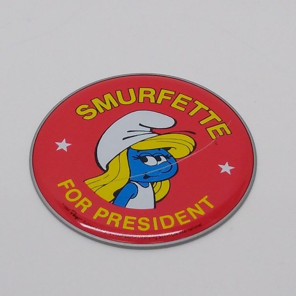Smurf Campaign Buttons Smurfette Smurf & Handy Smurf 1984 Vintage - Picture 3 of 7